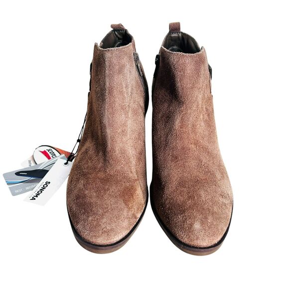 NEW Sonoma Suede Leather Booties 9 M Sonya Taupe Beige Shoes Western Vibe NWT - Picture 5 of 10